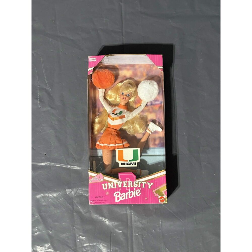 Barbie University of Miami Cheerleader Doll 1996 Blonde NIB